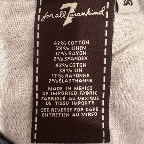 7 For All Mankind Linen Blend Blue Chinos With Elastic Cuff Ankles Sz 26 - Picture 4 of 7